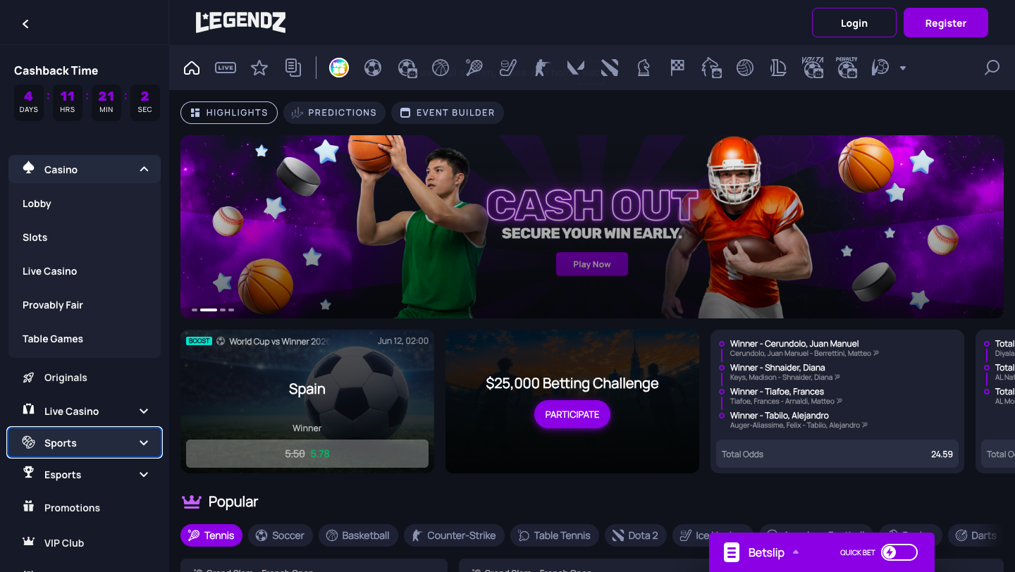 Legendz.io Sportsbook